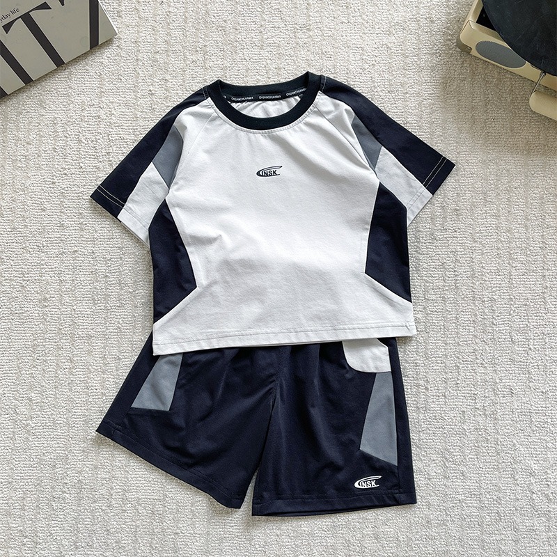 2pcs Toddler Boys Colorblock Sports Outfit