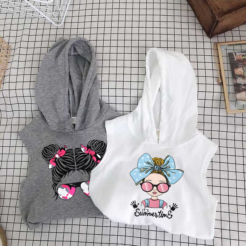 2pcs Baby Girls Cartoon Print Tank Top & Shorts