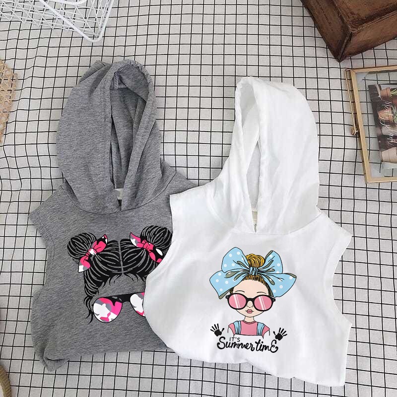 2pcs Baby Girls Cartoon Print Tank Top & Shorts