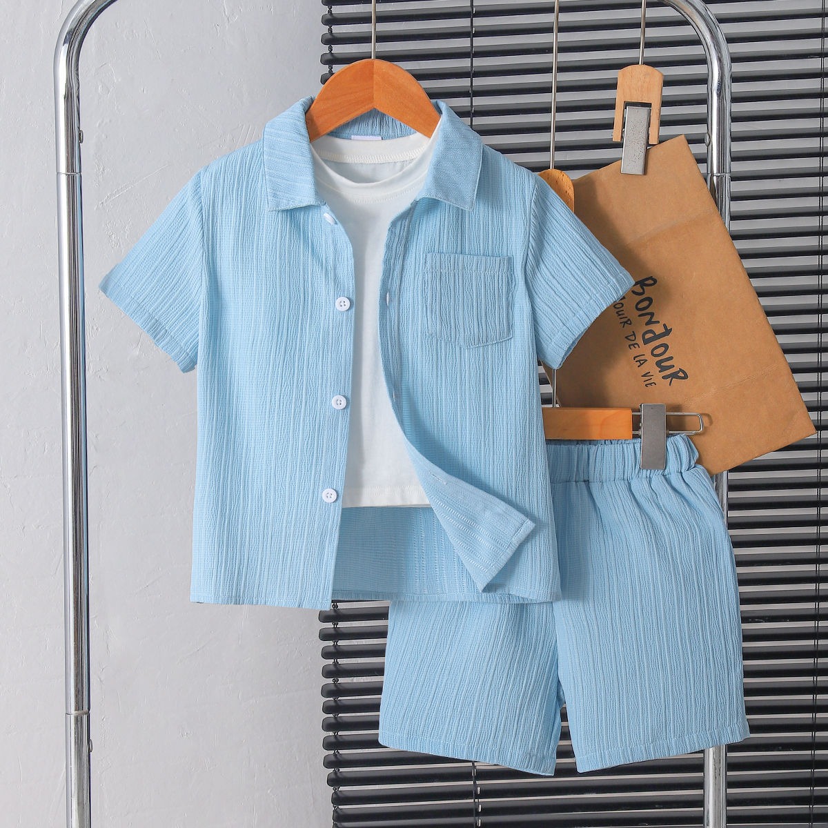 2pcs Toddler Boys Preppy Short-Sleeve Polo & Flat Front Shorts