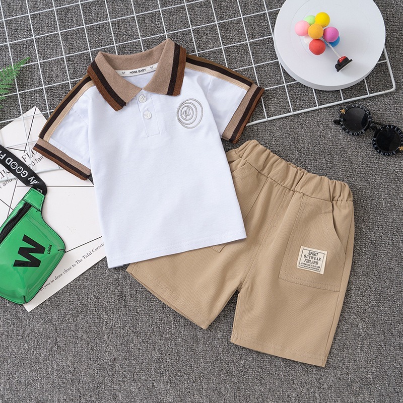 2pcs Toddler Boys Polo Short Sleeve T-Shirt + Shorts