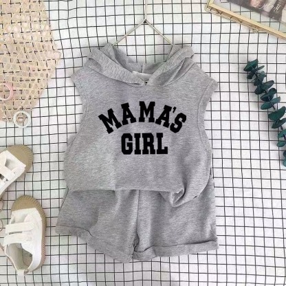 2pcs Baby Girls Cartoon Print Tank Top & Shorts