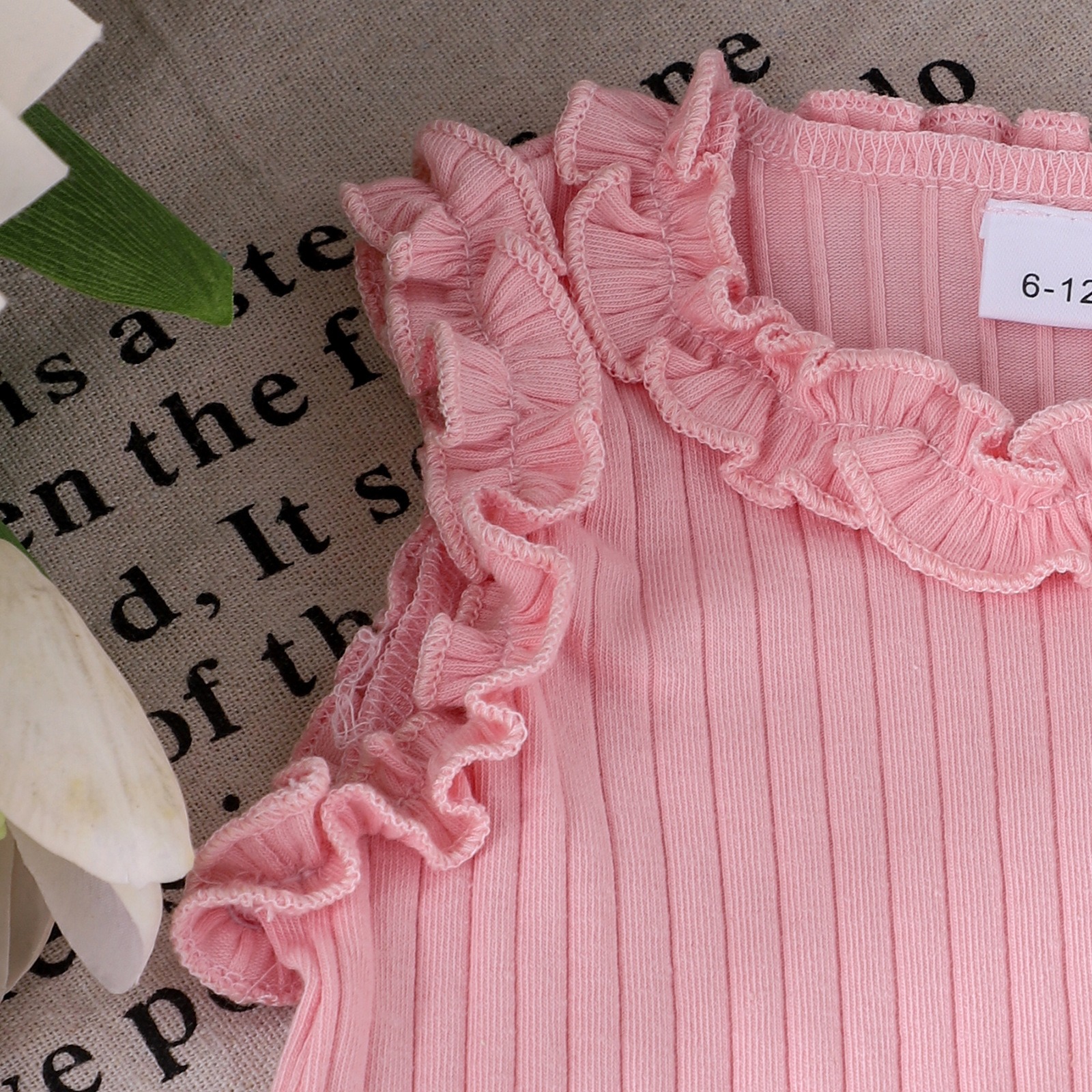 3pcs Baby Girls Ruffle Sleeveless Top And Denim Skirt