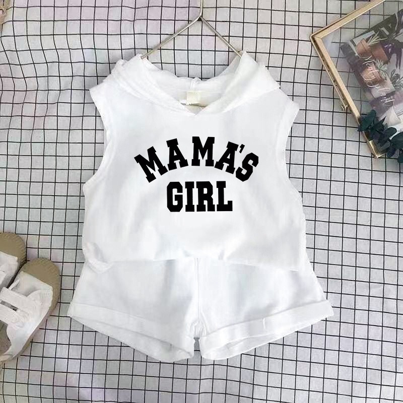 2pcs Baby Girls Cartoon Print Tank Top & Shorts