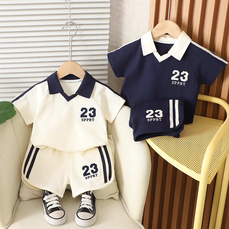 2pcs Toddler Boys Sports Shirt & Shorts