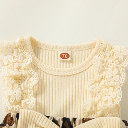 2pcs Baby Girls Floral Print Onesies Set