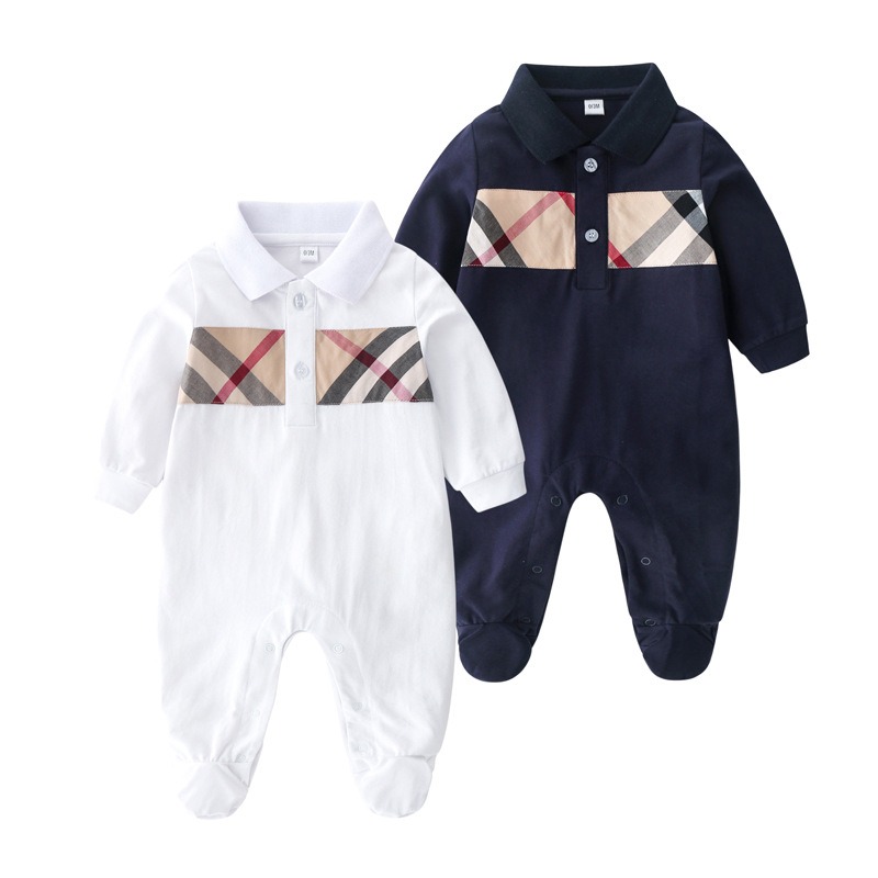 Baby Boy Cotton Lapel Long-Sleeve Jumpsuits