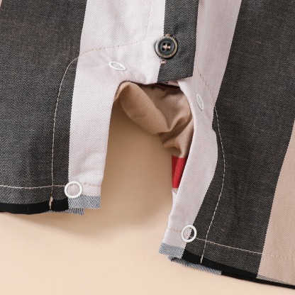 Baby Boy Sleeveless Lapel Button-Down Jumpsuits