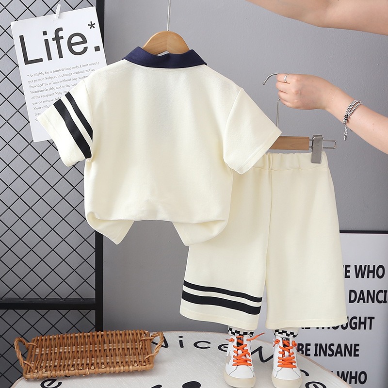 2pcs Toddler Boy Polo Shirt & Mid-Length Shorts