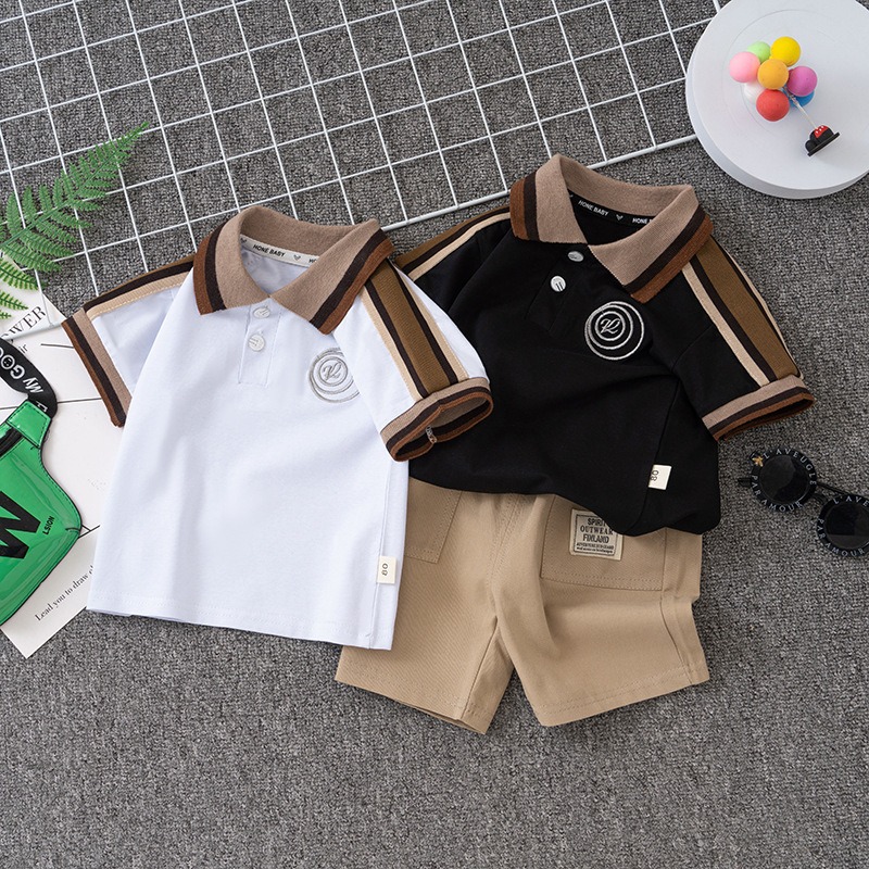 2pcs Toddler Boys Polo Short Sleeve T-Shirt + Shorts