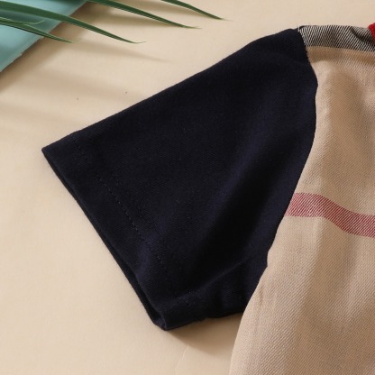 Baby Boy Patchwork Short-Sleeve Jumpsuits