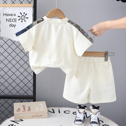 2pcs Toddler Boys Color-Block Short-Sleeve Top & Shorts