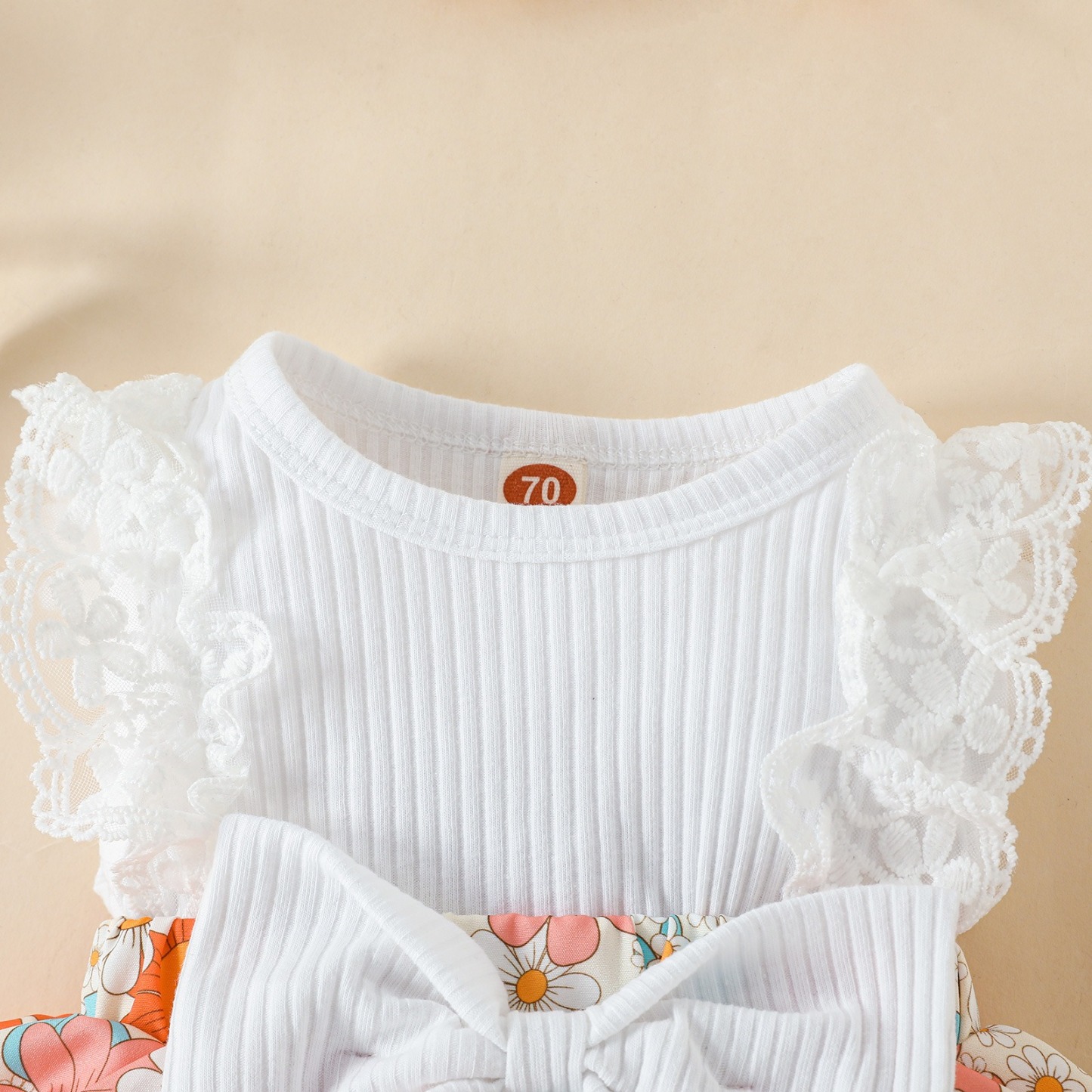 2pcs Baby Girls Floral Print Onesies Set