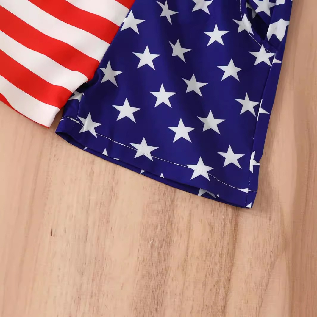 2pcs Toddler Boys Independence Day Star & Stripe Button-Down And Shorts