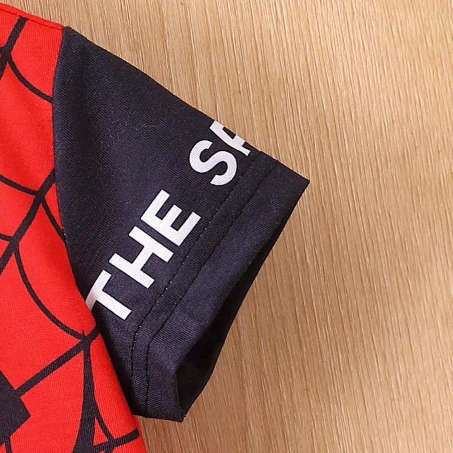 2pcs Baby Boys Spider Print Quick-Dry Outfit