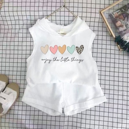 2pcs Baby Girls Cartoon Print Tank Top & Shorts