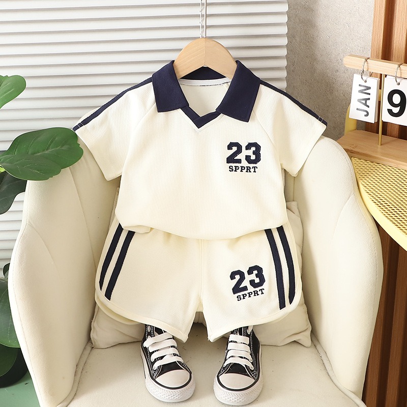 2pcs Toddler Boys Sports Shirt & Shorts