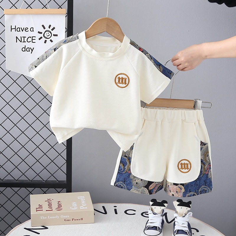 2pcs Toddler Boys Color-Block Short-Sleeve Top & Shorts