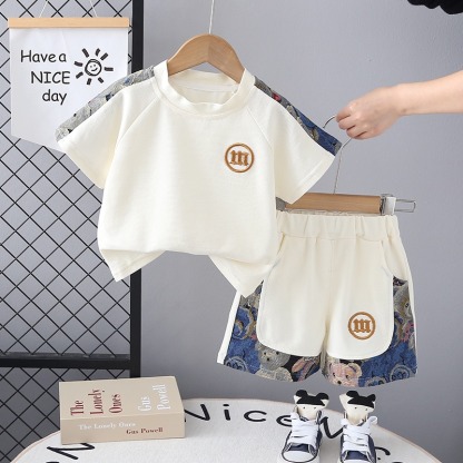 2pcs Toddler Boys Color-Block Short-Sleeve Top & Shorts