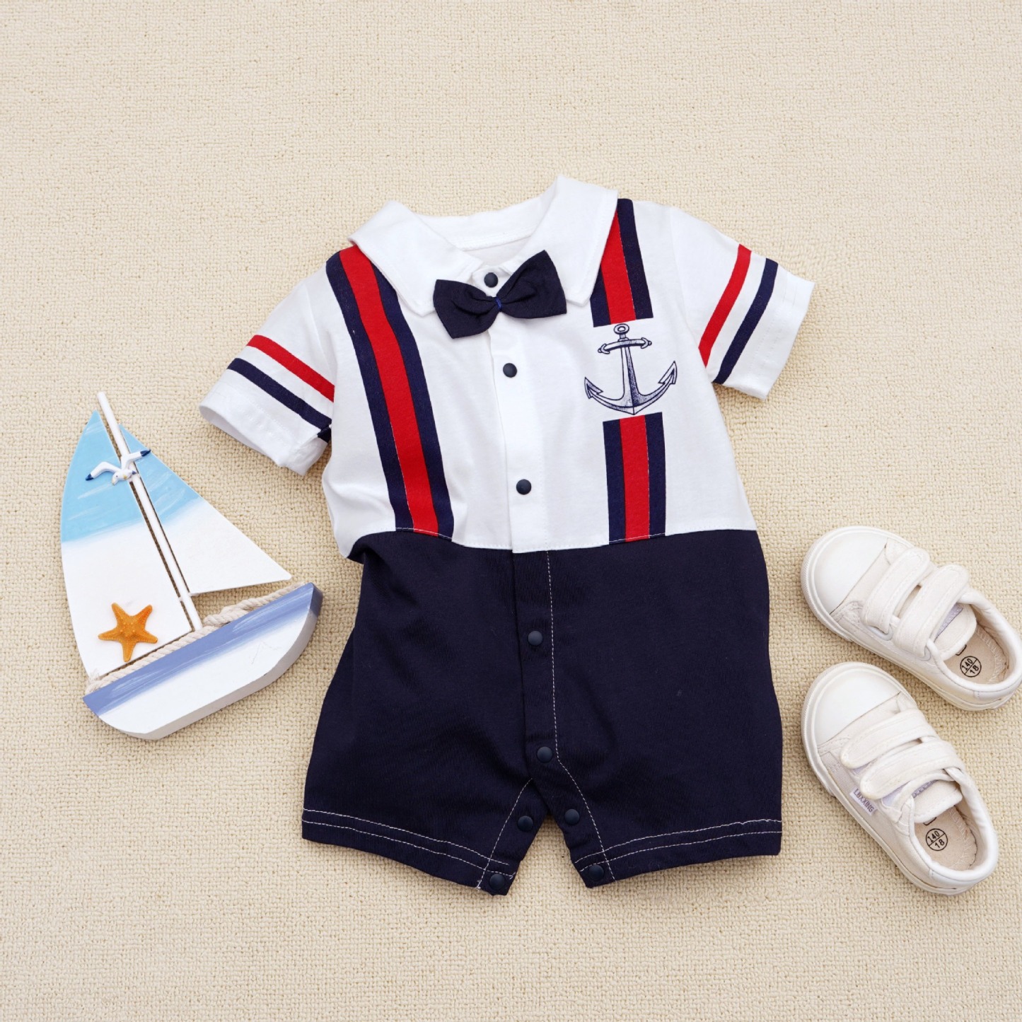Baby Boy Sailor Style Suspenders Jumpsuits