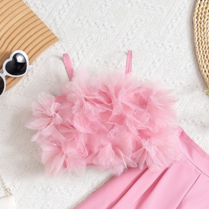 2pcs Toddler Girls Floral Mesh Vest Set