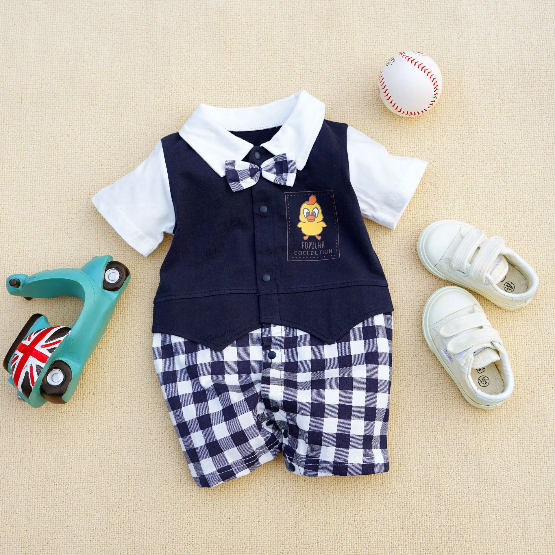 Baby Boy Duck Print Snap-Crotch Jumpsuits