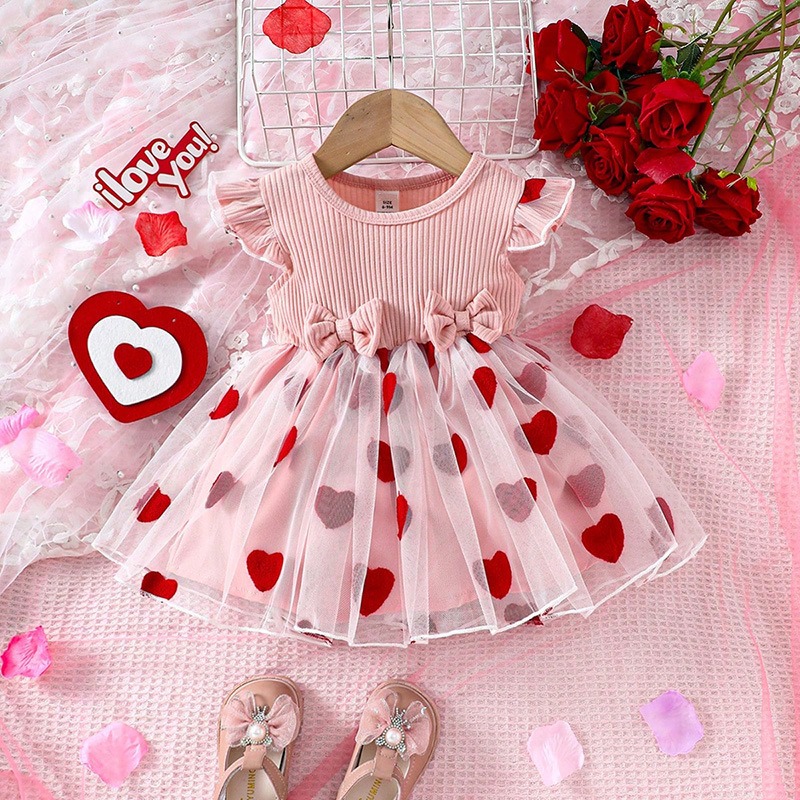Baby Girls Heart Print Tutu Dress