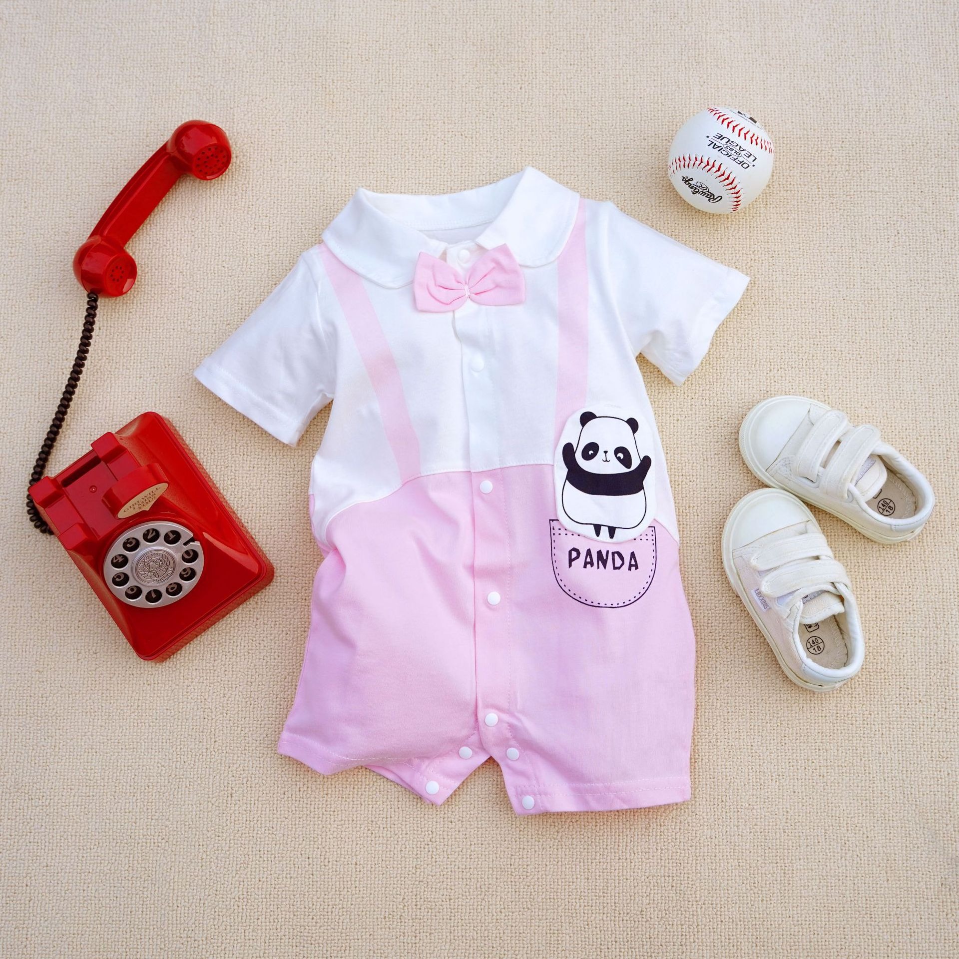 Baby Boy Panda Suspenders Jumpsuits
