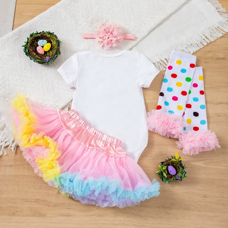 4pcs Baby Girl Tutu Dress Set with Socks
