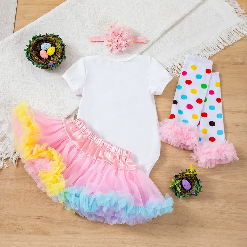 4pcs Baby Girl Tutu Dress Set with Socks