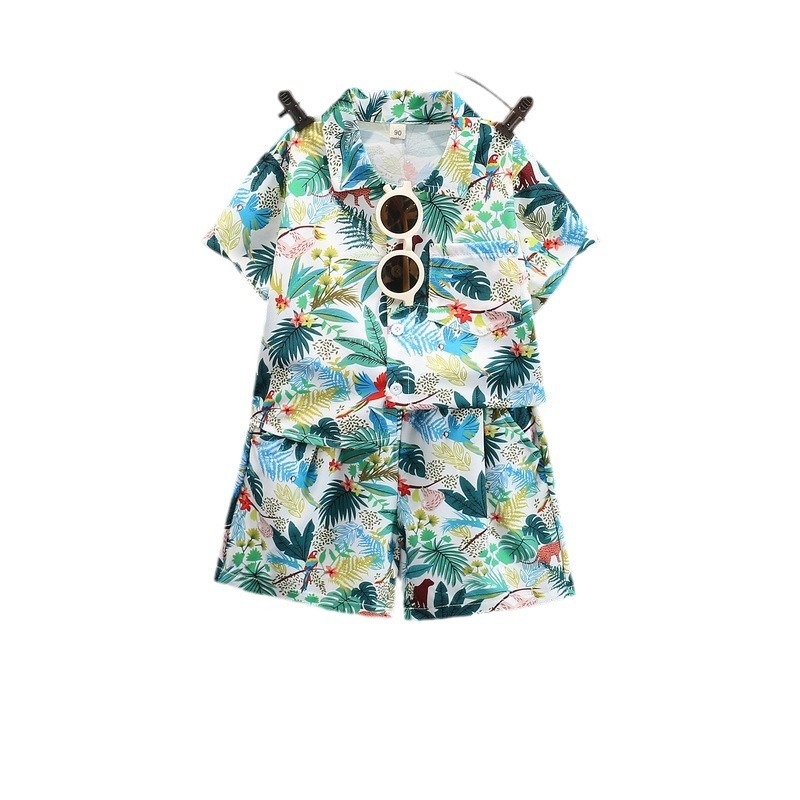 2pcs Toddler Boys Hawaiian Shirt & Shorts