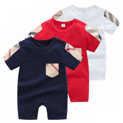Baby Boy Summer Cotton Short-Sleeve Jumpsuits