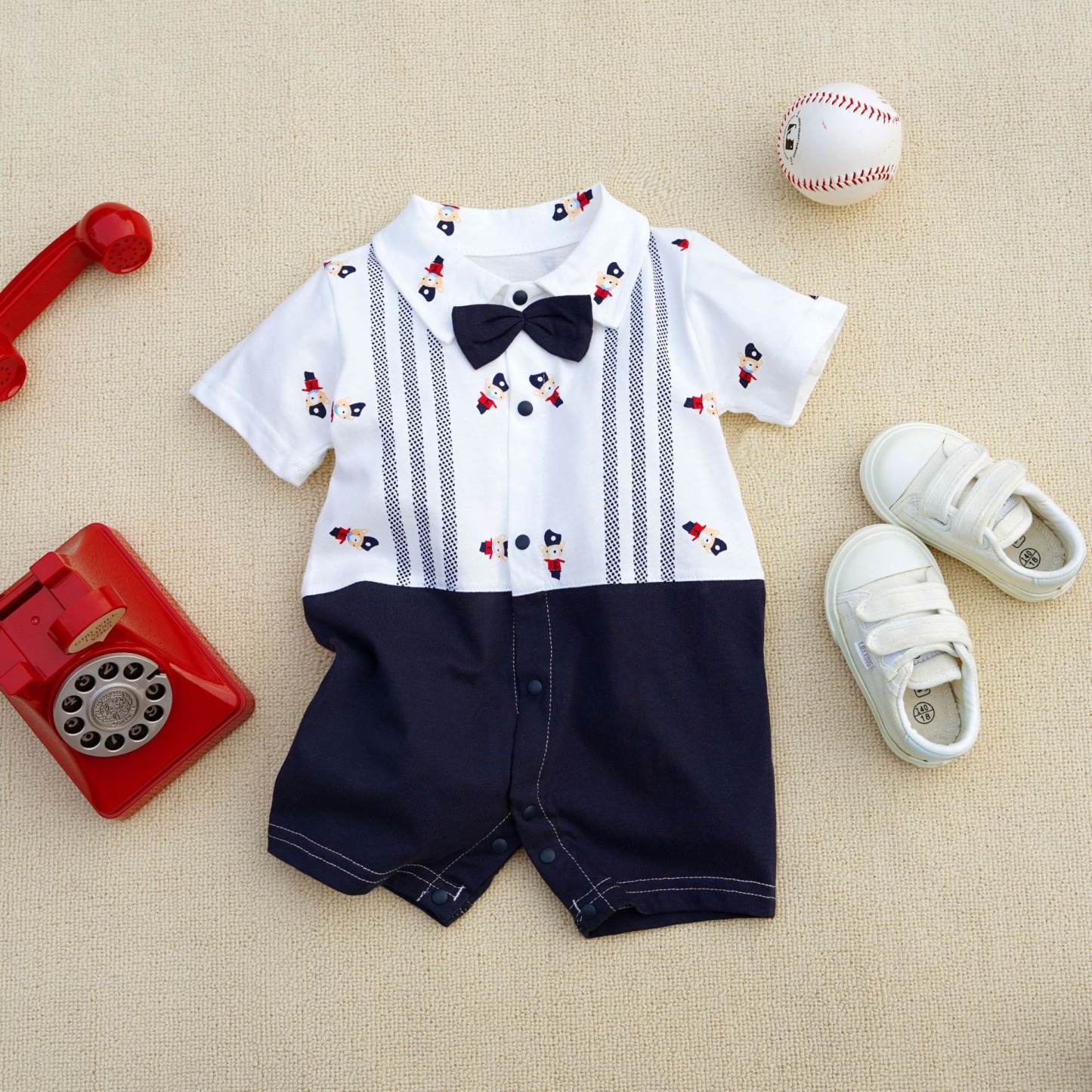 Baby Boy Plush Teddy Bear Formal Jumpsuits
