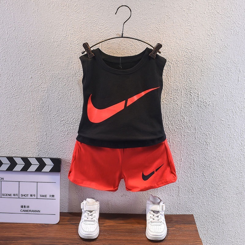 2pcs Toddler Boys Sleeveless Training Top & Performance Shorts