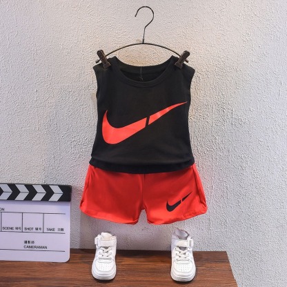 2pcs Toddler Boys Sleeveless Training Top & Performance Shorts
