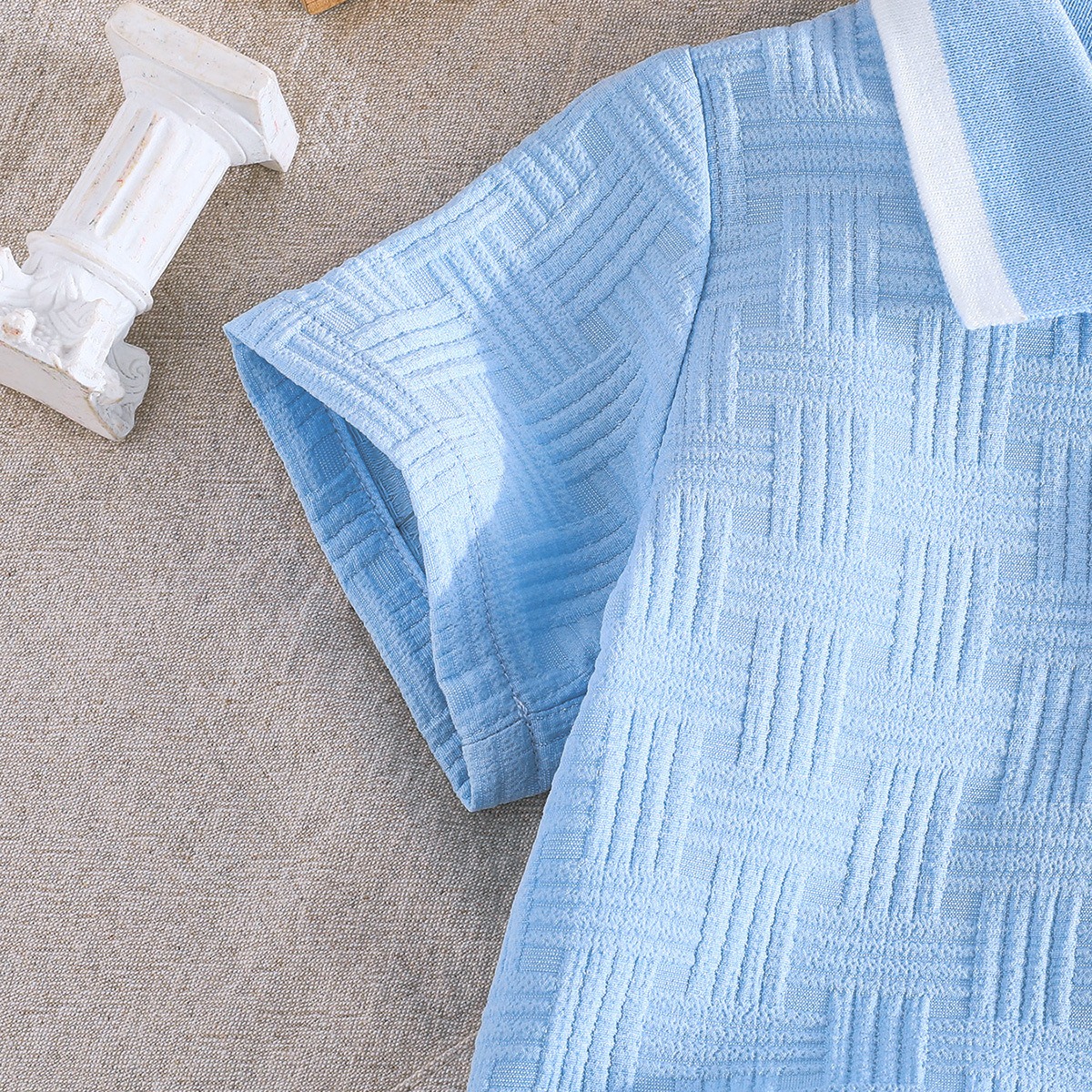 2pcs Baby Boys Embroidered Pony Short-Sleeve Top & Versatile Solid Shorts