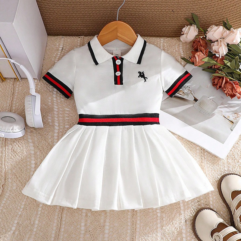 Baby Girls Short-Sleeve Collared Dress