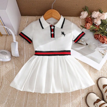 Baby Girls Short-Sleeve Collared Dress