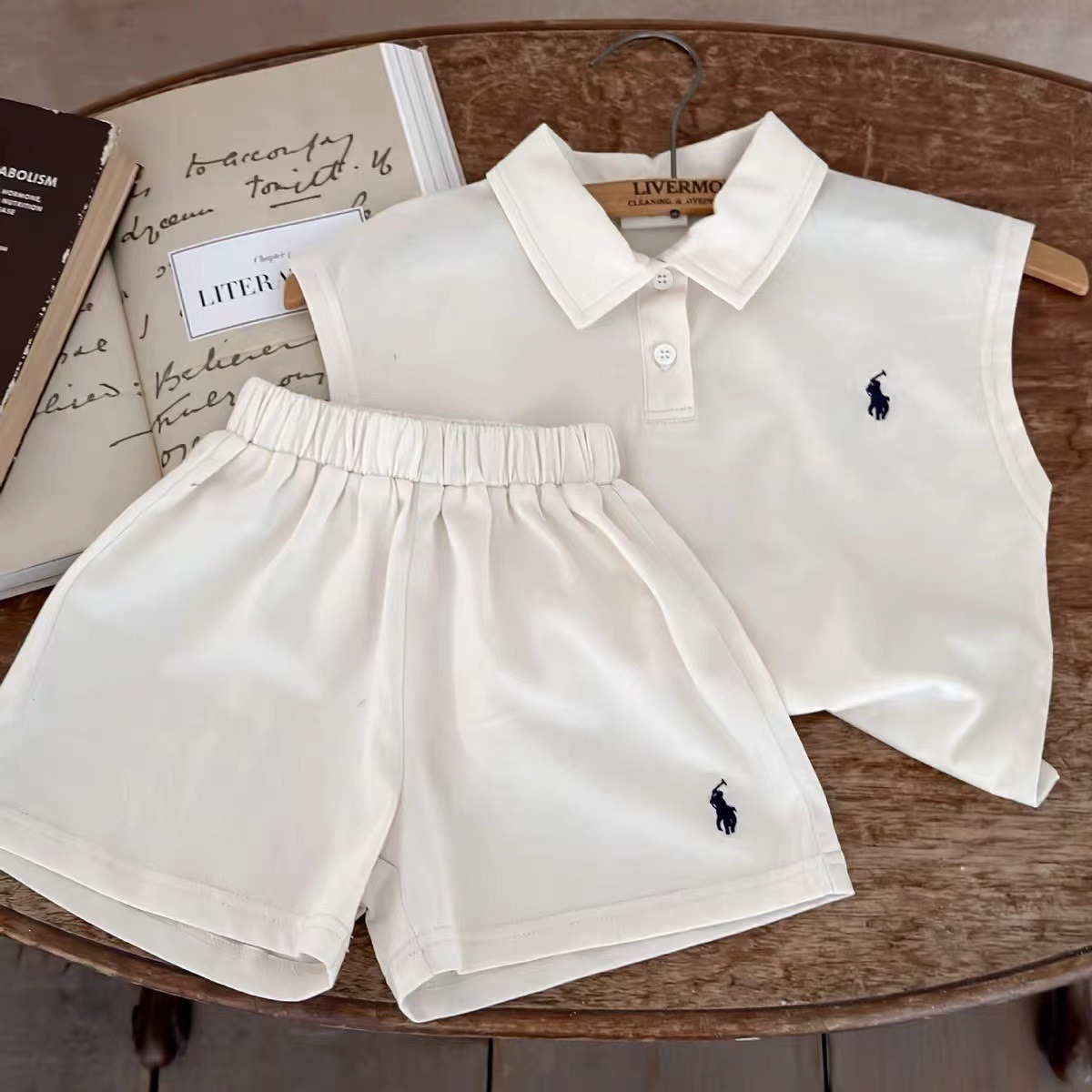 2pcs Toddler Boys Solid Color Polo Shirt & Shorts