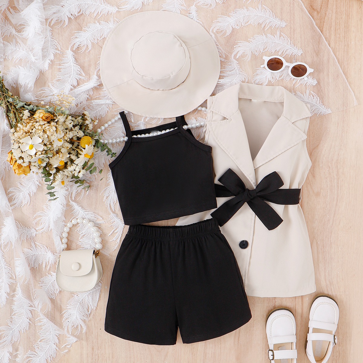 4pcs Toddler Girls Princess-style Coordinated Set