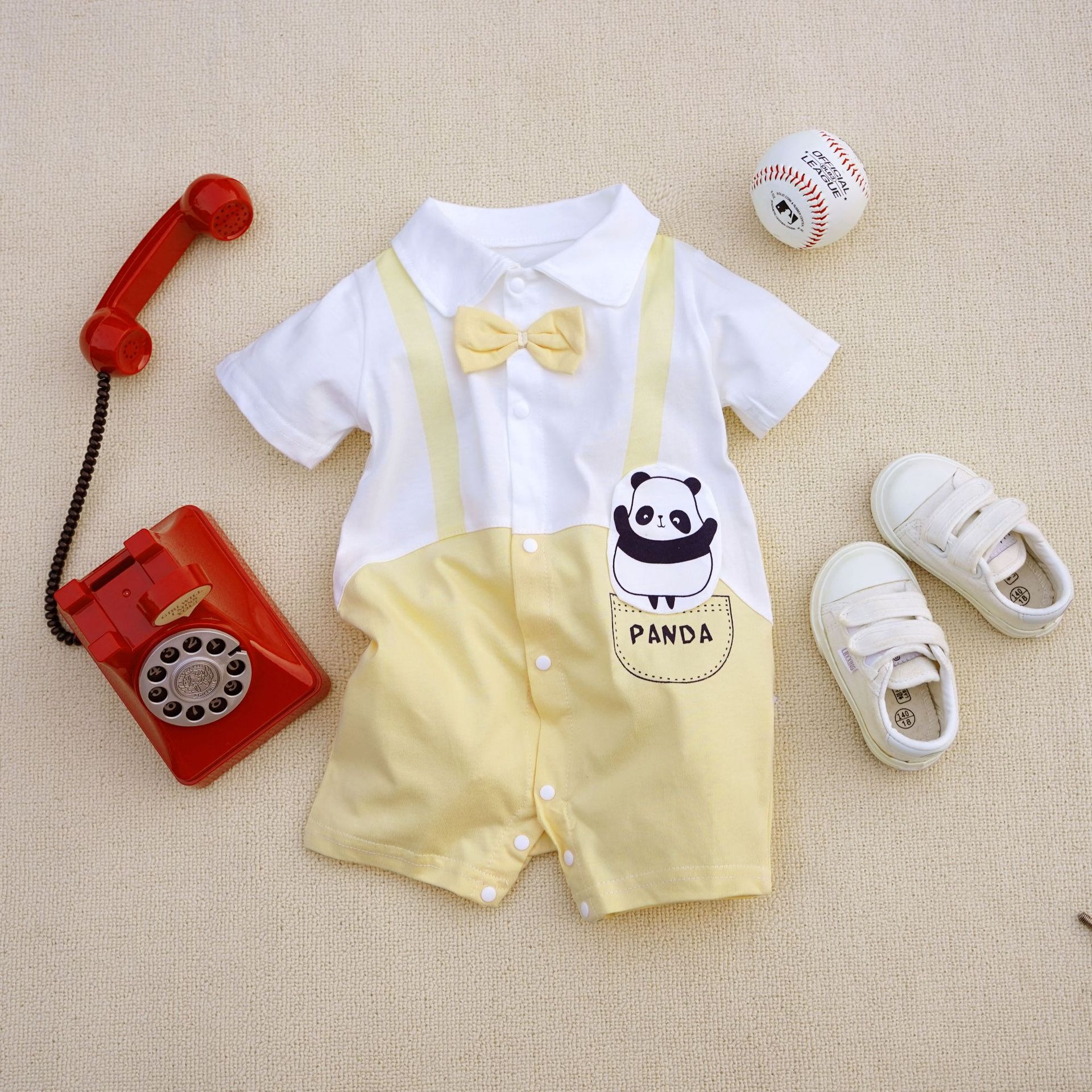 Baby Boy Panda Suspenders Jumpsuits