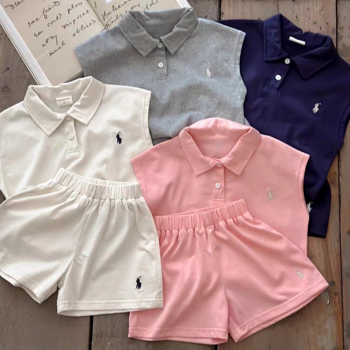 2pcs Toddler Boys Solid Color Polo Shirt & Shorts