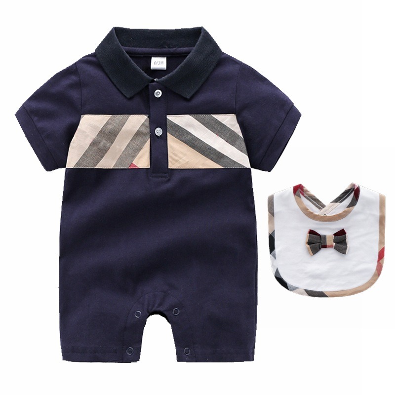 2pcs Baby Boy Knitted Short-Sleeve Gentleman Jumpsuits