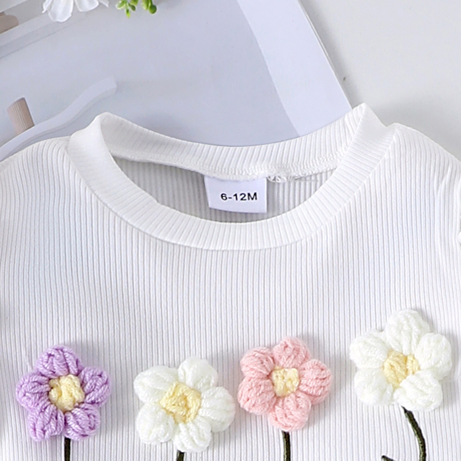 2pcs Toddler Girls Puff-Sleeve Floral Blouse Set