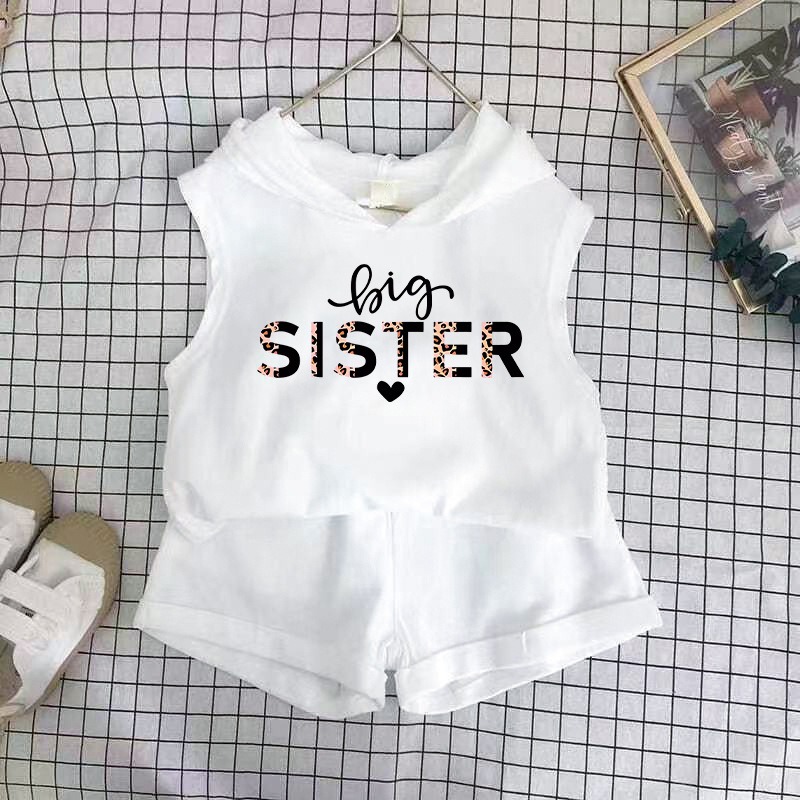 2pcs Baby Girls Cartoon Print Tank Top & Shorts