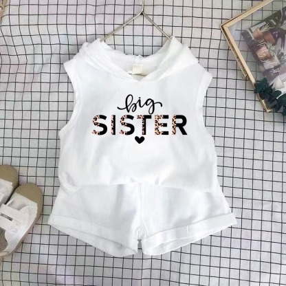 2pcs Baby Girls Cartoon Print Tank Top & Shorts