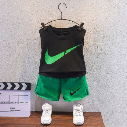 2pcs Toddler Boys Sleeveless Training Top & Performance Shorts