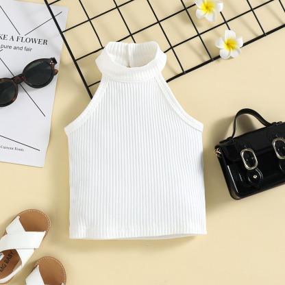 3pcs Toddler Girls Halter Neck Top & Shorts With Waist Bag