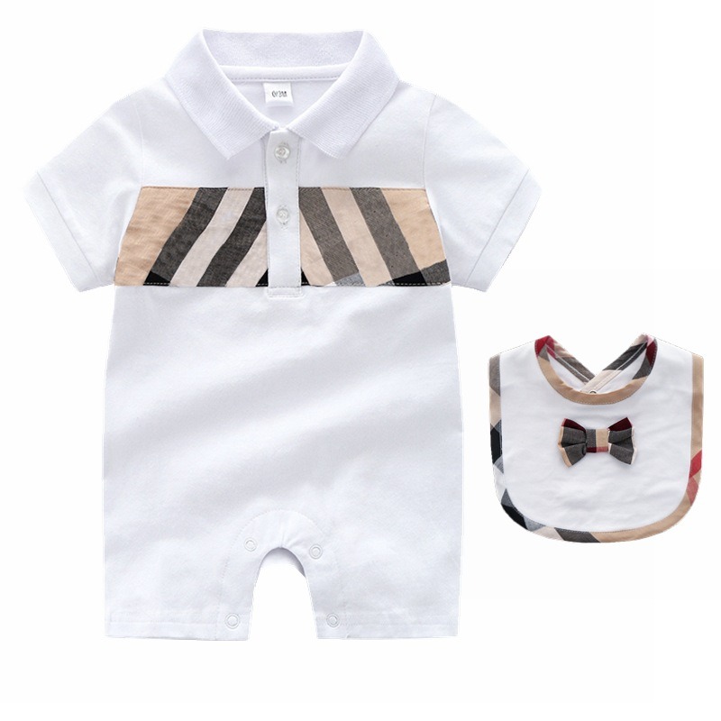 2pcs Baby Boy Knitted Short-Sleeve Gentleman Jumpsuits