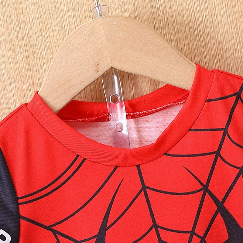 2pcs Baby Boys Spider Print Quick-Dry Outfit